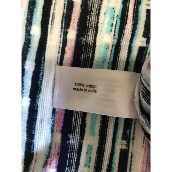 Lane Bryant 22/24 Stripe Overlap Elastic Tie Waist Peplum Cotton Embroidered Top - Picture 10 of 10